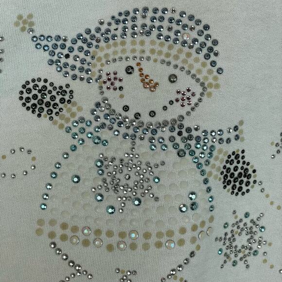 Vintage beaded Snowman sweatshirt double collar - Picture 3 of 9